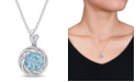 Macy's Blue Topaz (2-1/3 ct.t.w.), White Topaz (1/8 ct.t.w.) and Diamond Accent Swirl Halo 18" Necklace in Sterling Silver